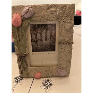 Mason Lane 4x6 Resin Photo Frame Tulips Rope Rough Textured